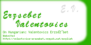 erzsebet valentovics business card